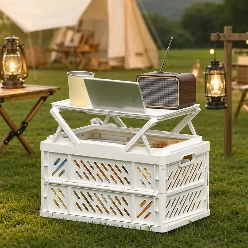 for Outdoor Camping Folding Storage Box Table 2 in 1 Portable Large Capacity Sorting Box Storage Supplies Camping Box