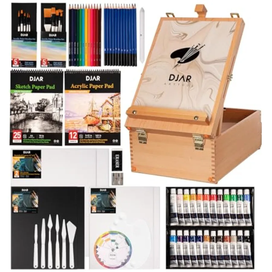 

87 pcs Acrylic Paint Set for Adults with Storage Box Professional Paint Supplies with Desktop Easel Acrylic Paint Canvas and 24