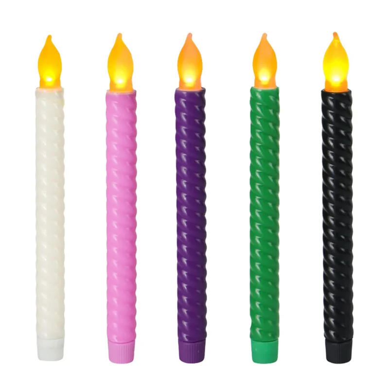 

J1UL1N 1Set Long Yellow Flash Simulation Lights Long Pole Candle Decoration Lights ,Black