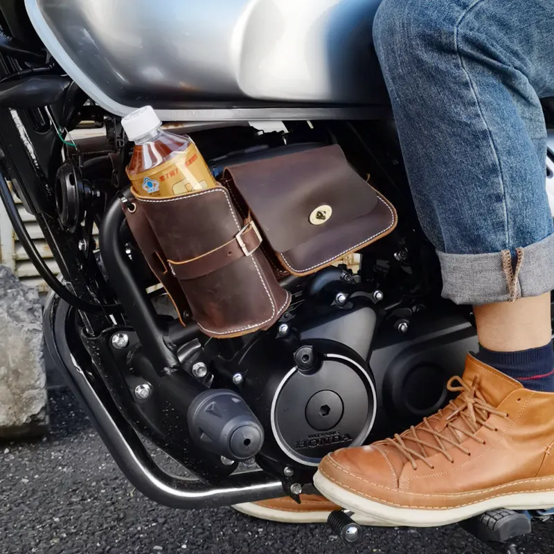 【Premium】For Honda CGX150 water cup edging cover bag modification accessories vintage bumper cowhide side bag small hanging bag
