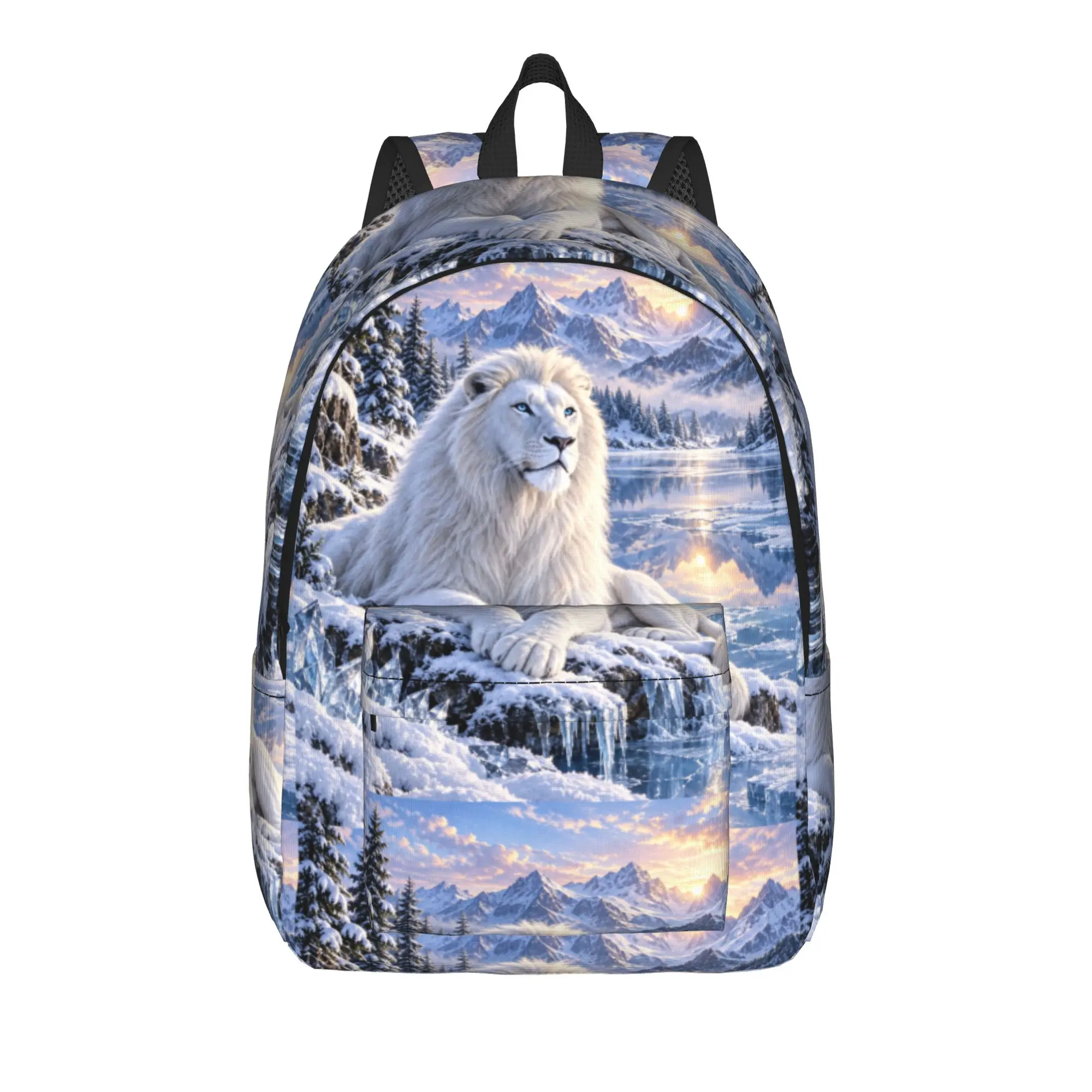 White Lion Single Digital Printed Backpack  Travel Backpacks Girl Style School Bags Colorful Large Rucksack