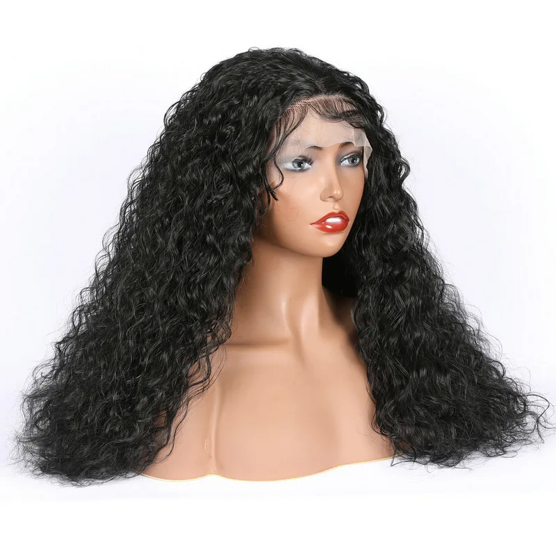 

Long Kinky Curly Lace Front Wig 26Inch 180%Density Black For Women With Baby Hair Glueless Synthetic Preplucked Daily Wear