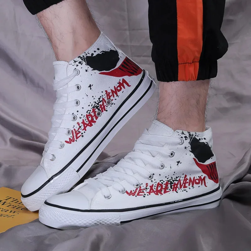 CyCanvas Shoes Venom أحذية رياضية كاجوال طالب عالية أعلى أحذية رياضية صبي فتاة امرأة رجل حذاء أبيض أسود #5