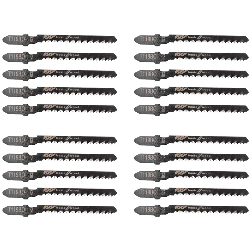 

B17B 80-Piece T119BO 12 TPI Assorted T-Shank Scrolling Jig Saw Blades Set For Precision Cutting Wood
