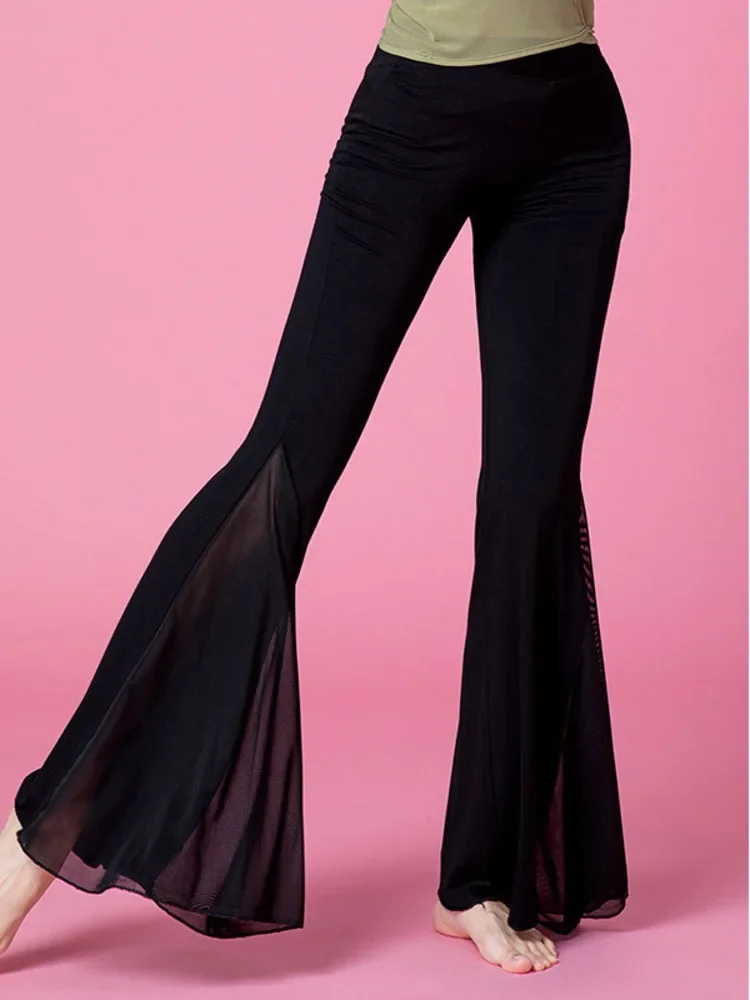 Solid Color Cabaret Pants Belly Dance Costume Latin Wear Woman Elegant Wide Leg Trousers For Prom Tango Slim Fit Female Clothing