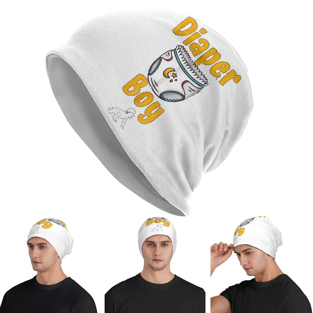 

Diaper Boy Skullies Beanies Hats Warm Autumn Winter Outdoor Cap Knitted Bonnet Caps for Men Women Adult