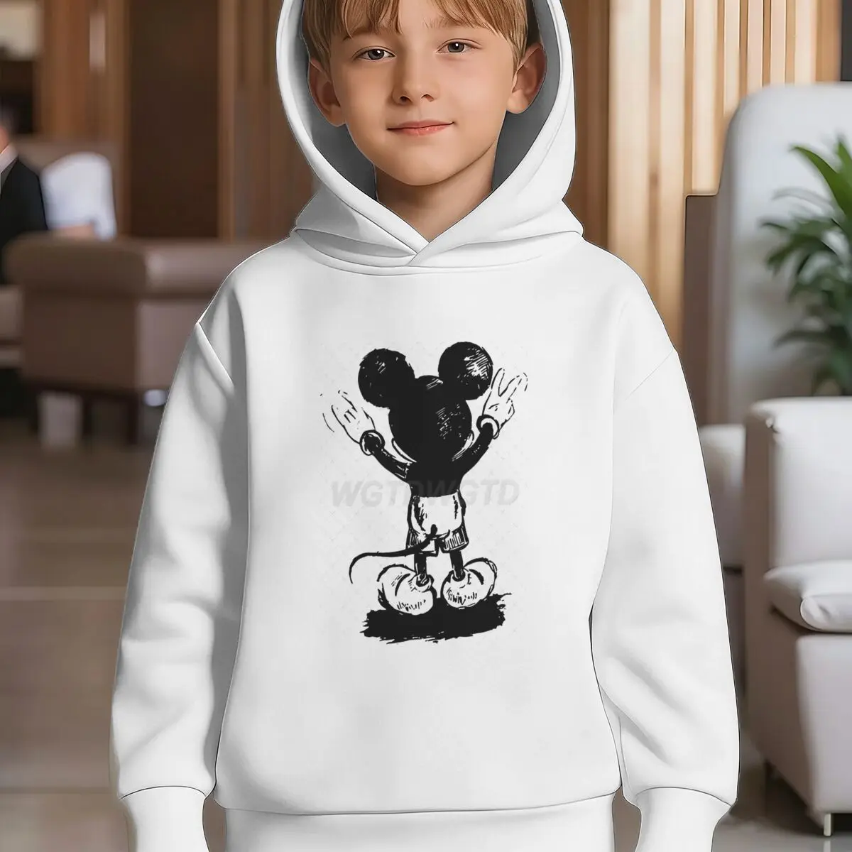 

Boy Girl Mickey Mouse Pullover Hoodie Casual Long Sleeves Top Mickey Mouse Print Daily Wear Tops Harajuku Fashion Kids Clothes