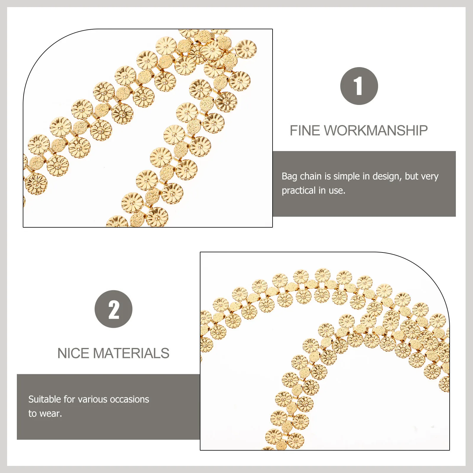 

Metal Handbag Chain Replacement Durable Bag Handle Strap for DIY Bag Chains Purse Chain Strap Accessory Handbag Handle