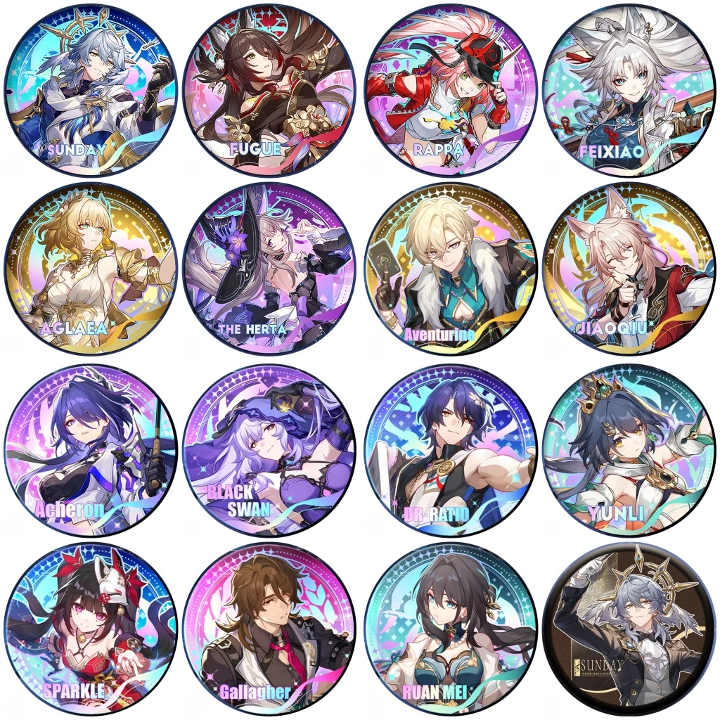 

58mm Game Honkai Star Rail Fugue Aglaea Jiao qiu Gallagher Feixiao Sparkle Cosplay COSTUME Badge Pin SPTE Tinplate Brooch﻿ Prop