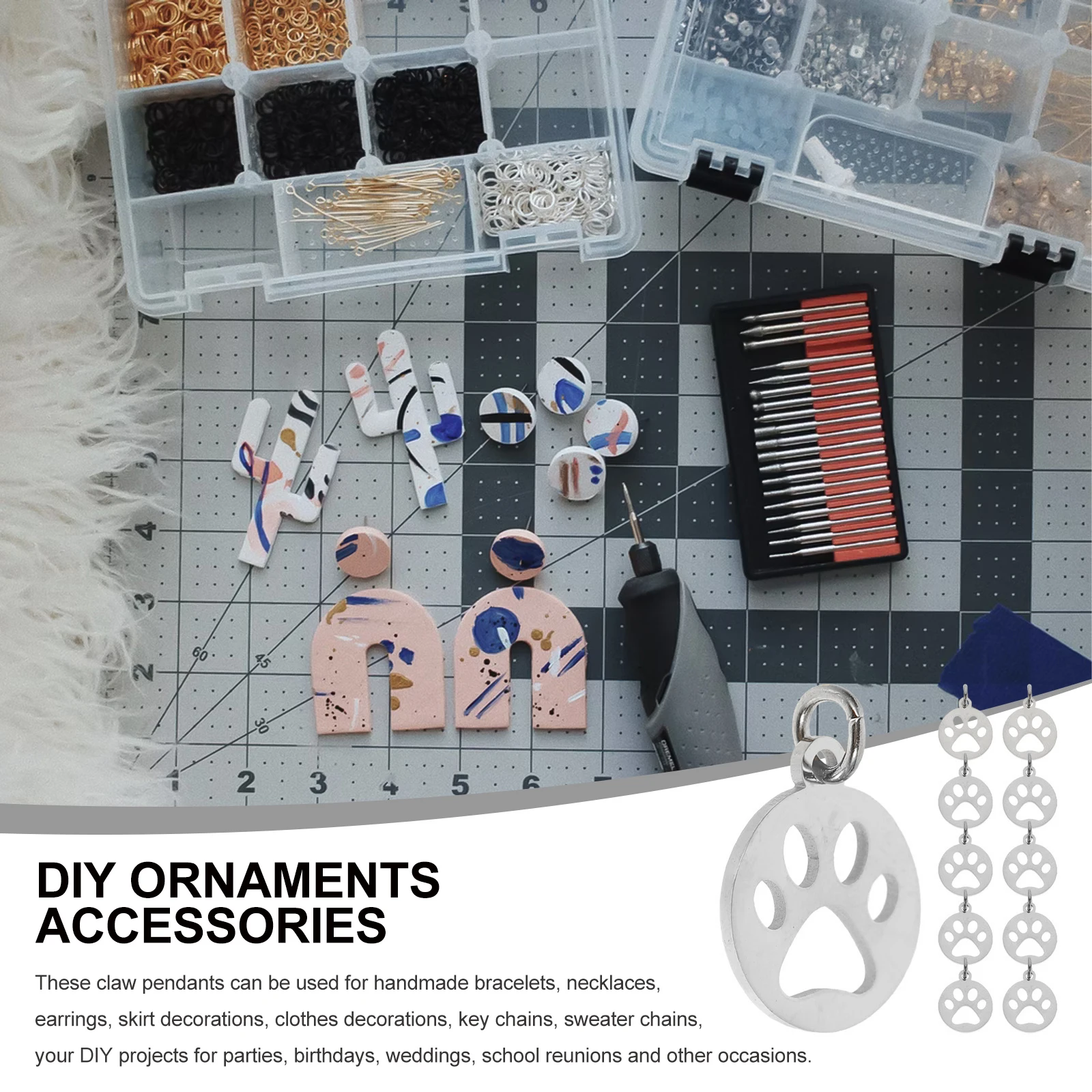 

10Pcs Hollow Dog Paw Charms Stainless Steel Round Pendants for DIY Jewelry Keychain Bracelet Accessories Dog Paw Charms