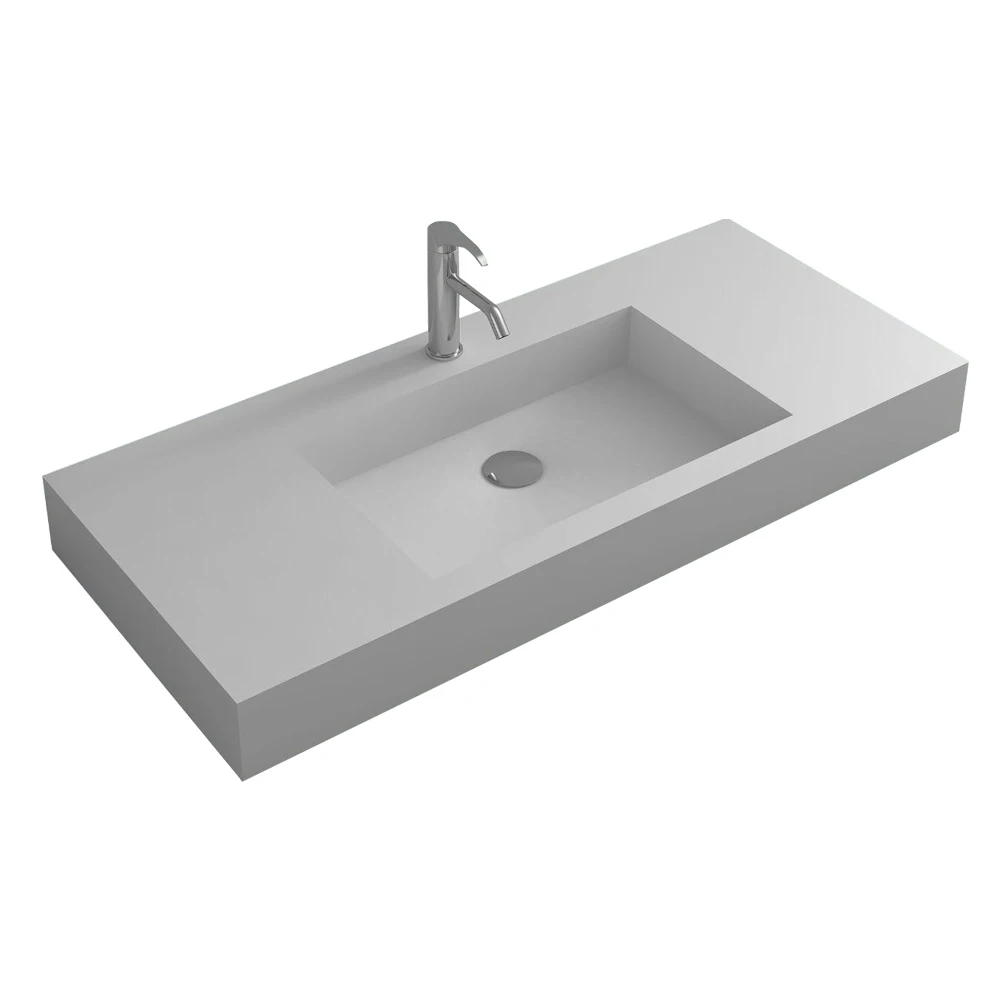 1200mm Bathroom Rectangular Wall Hung Vanity  Corian Vessel Sink Matt Solid Surface Stone Wash Basin RS38433A