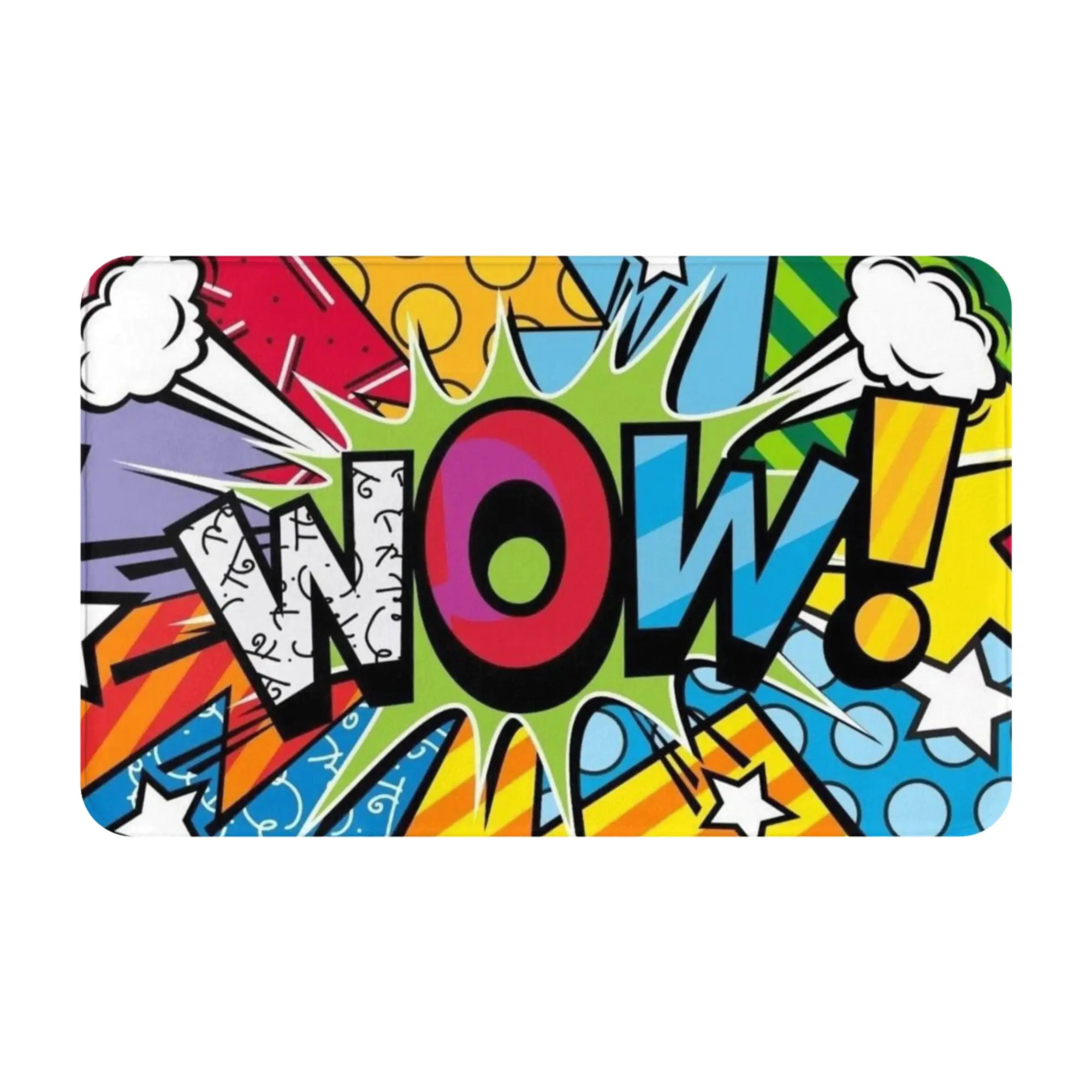 Colorful Pop Art Wow Comic Burst Poster Doormat Bath Living Room Mat  Entrance Home Decoration