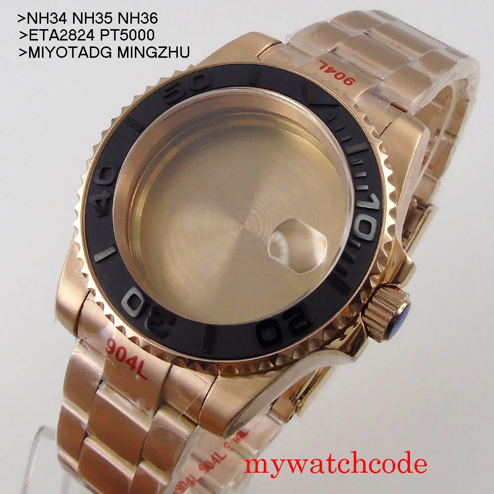 

40mm SUB Rose Gold Watch Case for NH34 NH35 NH36 NH37 NH38 ETA2824 PT5000 MIYOTA DG MINGZHU 2813 3804 Sapphire 904L Bracelet