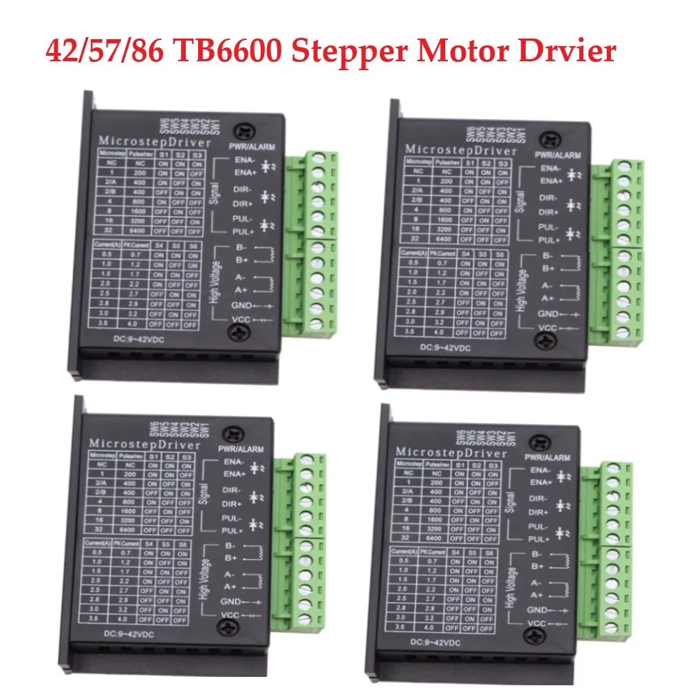 1 3 4pcs  Stepper Motor Driver TB6600 Upgrade Nema 23 Nema17 4A DC9-42V For NEMA23 Motor CNC Router Controller For 3D Printer