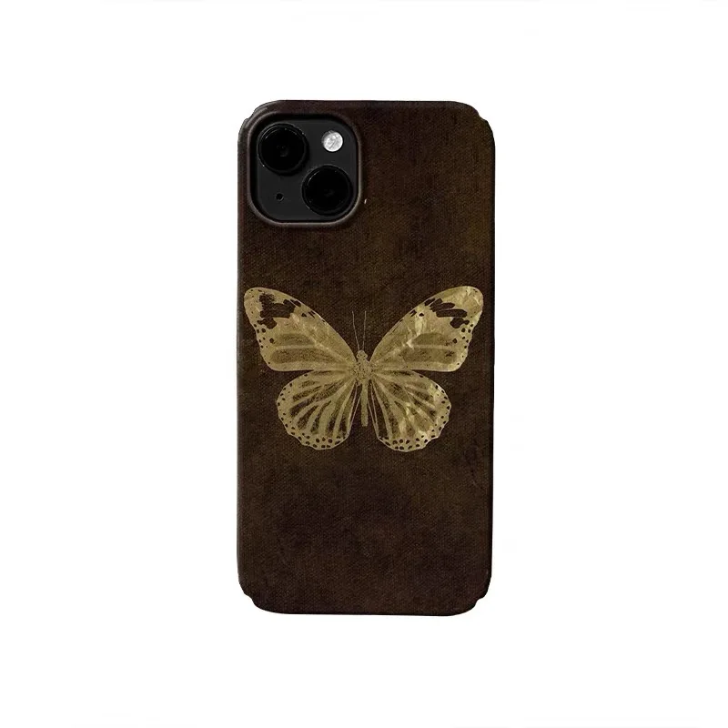 

Ins Korean Golden Specimen Butterfly Phone Case for IPhone 17 16E 15 14 Plus 13 Mini 11 Pro Max 12 Pro Back Cover XS XR SE Case