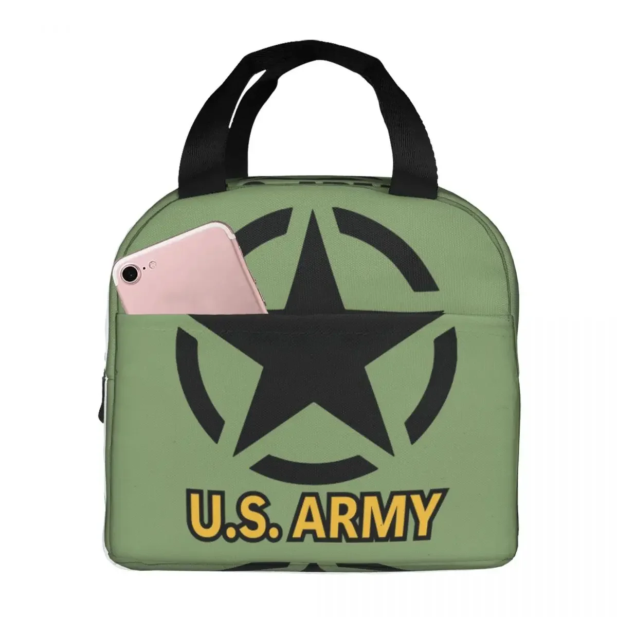 

Военная изолированная сумка для обедов Us Army Allied Black Star для женщин, термосумка-холодильник для офиса, контейнер для еды, ланч-бокс