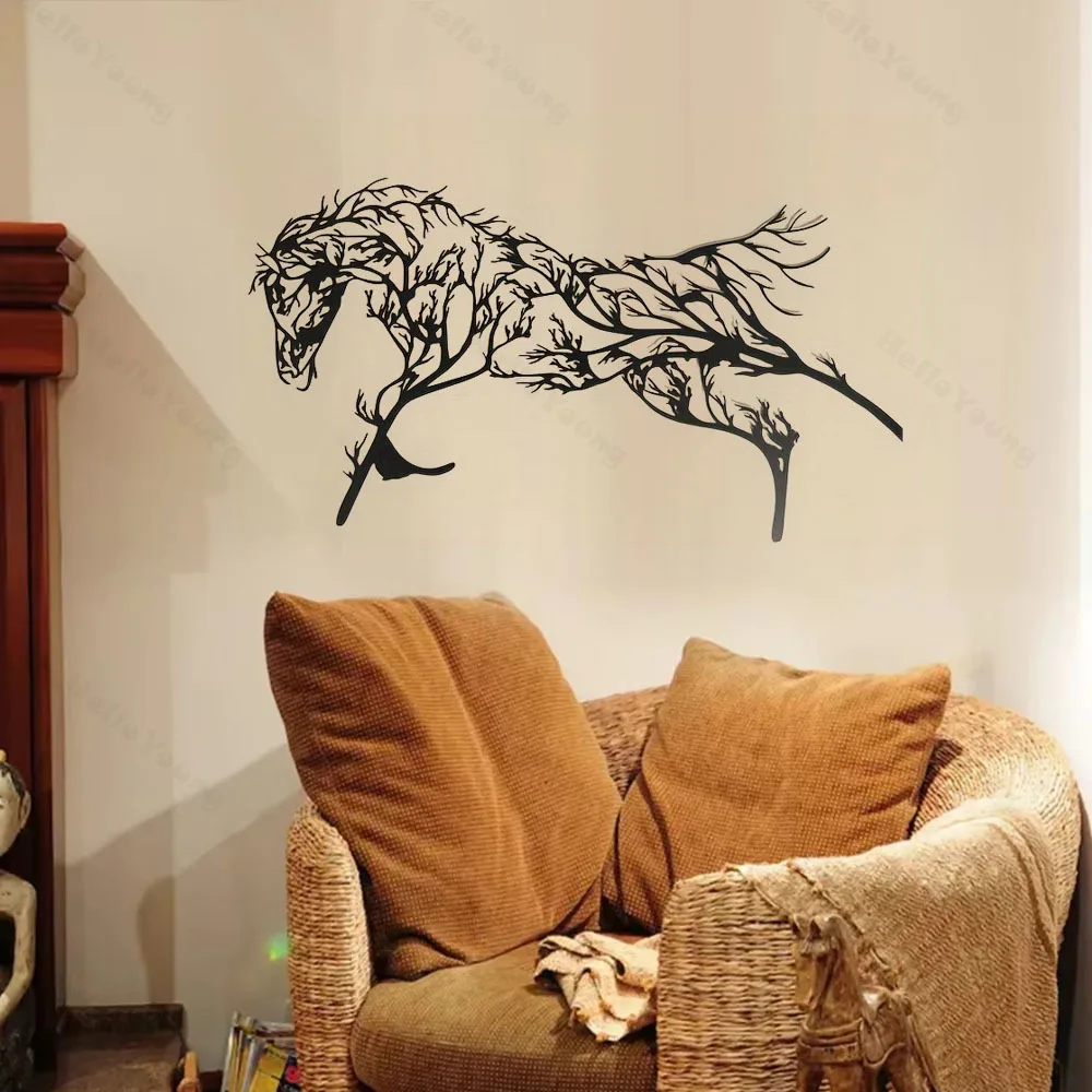

1 Piece Iron Horse Branch Wall Decoration: The Charming Metal Horse Branch Animal Silhouette to Add Character to Living Room