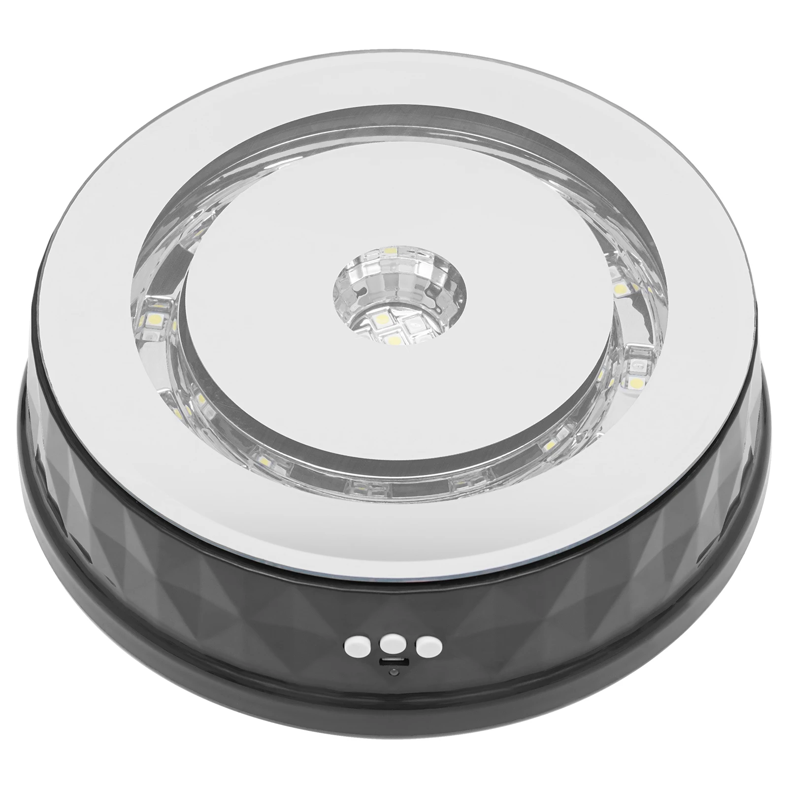 Rotating Display Stand 9inch/17.6lb LED Colorful Light 360 Degree Motorized Turntable Mirror Base Stand