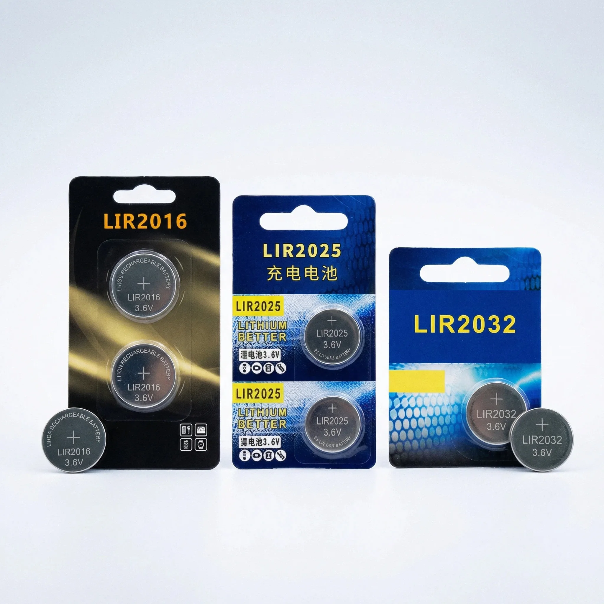 

LIR2032 LIR2016 LIR2025 3.7V Rechargeable Button Cell Lithium Batteries 500 Cycles High Capacity for Small Electronics Devices