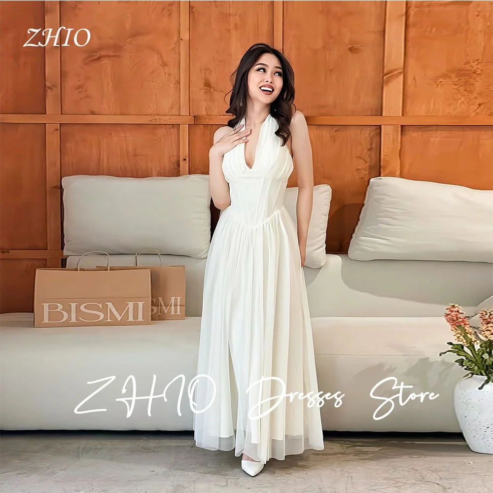 فستان سهرة أنيق من ZHIO باللون العاجي الناعم من الساتان على شكل حرف a ثنيات بدون ظهر المملكة العربية السعودية مناسبة رسمية للحفلات حسب الطلب