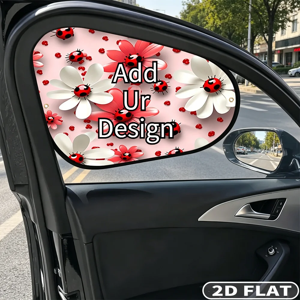 2D FLAT 4pcs Custom Car Side Window Sunshades, Designed for Sun Protection with 8 Suction Cups, Provide Privacy Inside for Car
