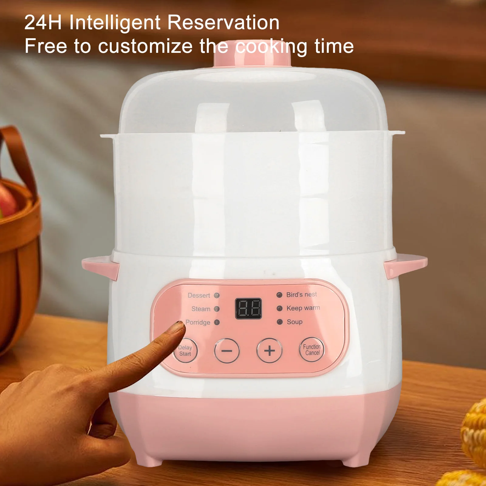 1L Electric Ceramic Stew Pot with Smart Timing And Dry Burning Prevention Home Kitchen Soup Cooker
