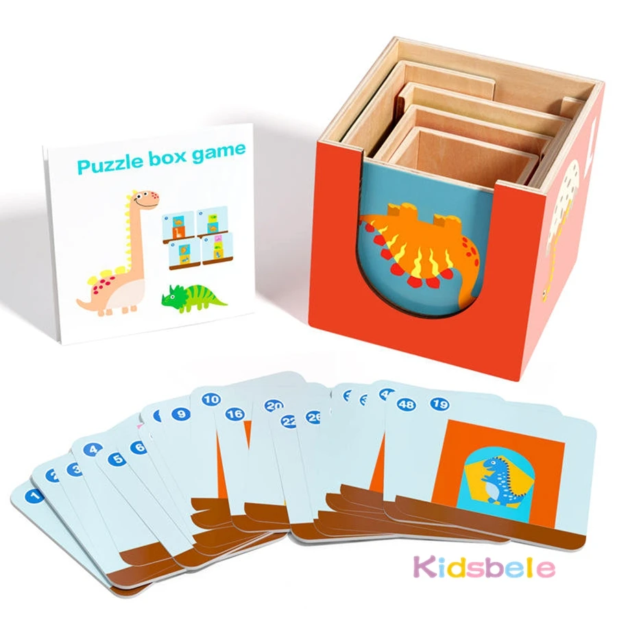 5 pièces boîtes en bois tour empilable enfant Montesorri couleur forme reconnaissance jouet cartes Flash correspondant cadeau apprentissage précoce jouet sensoriel