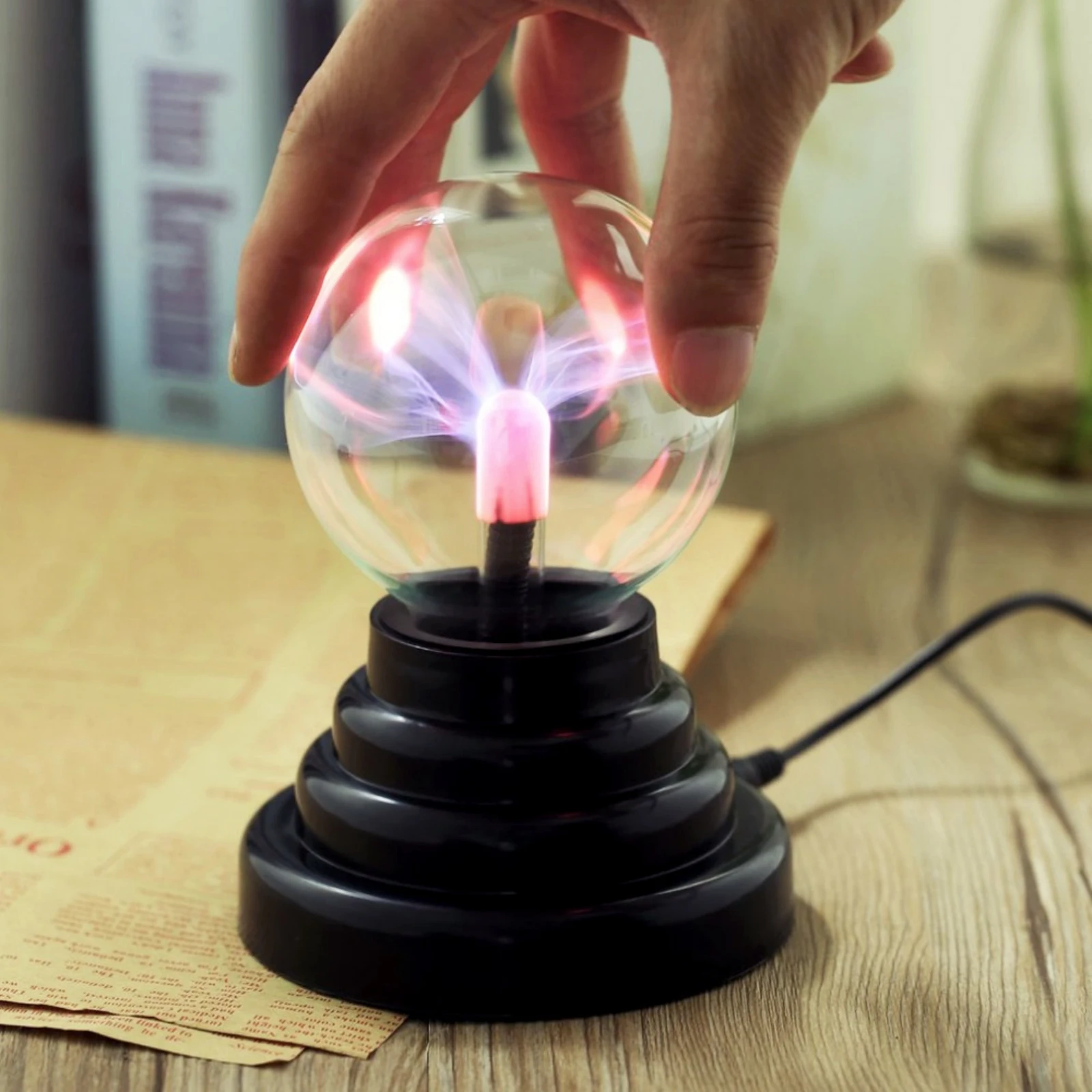3 Inch Magic Glass Plasma Ball Lamp USB Plug-in Touch Sensitive Atmosphere Night Light Novelty Lamp Kids Birthday Christmas Gift