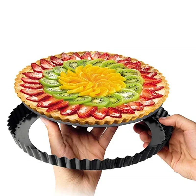 Non-Stick Tart Quiche Flan Pan Molds Pie Pizza Cake Round Mould Removable Loose Bottom Fluted Heavy Duty Pie Pan Bakeware