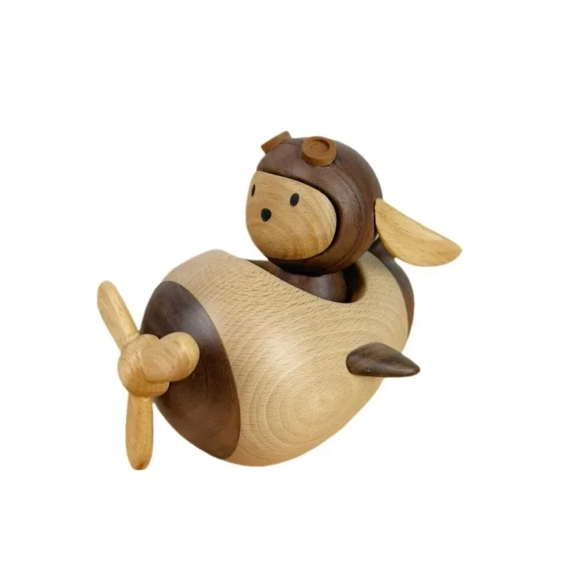 

Pilot small plane log desktop ornament, creative and cute home decoration ornament, high-end handicraft souvenir
