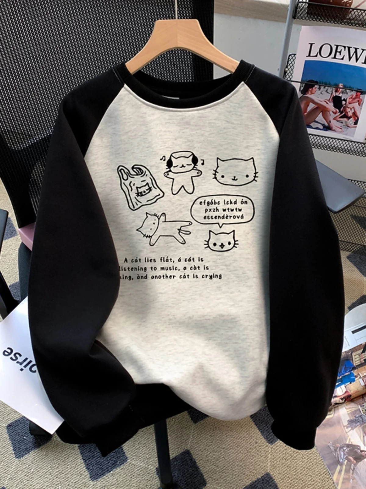 

Корейский свитшот с круглым принтом Ne, женская одежда, цветная лоскутная одежда для поездок на работу, длинный свек, осень-зима