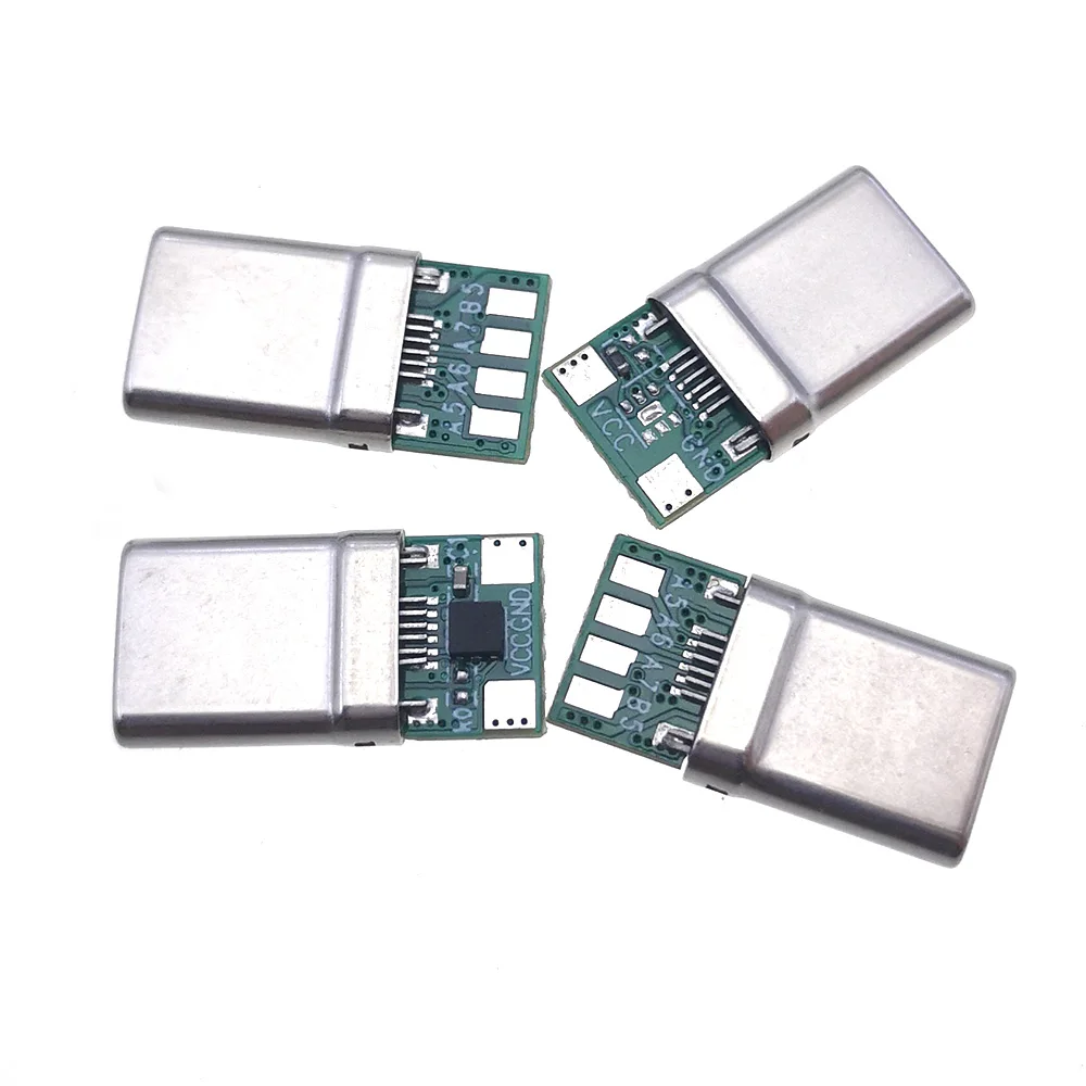 Enchufe de soldadura USB 3,1 tipo C de 6 pines, conector macho para bricolaje, placa de PC, PD100W, 60W, 40W, 5A, Cable de carga de alta potencia