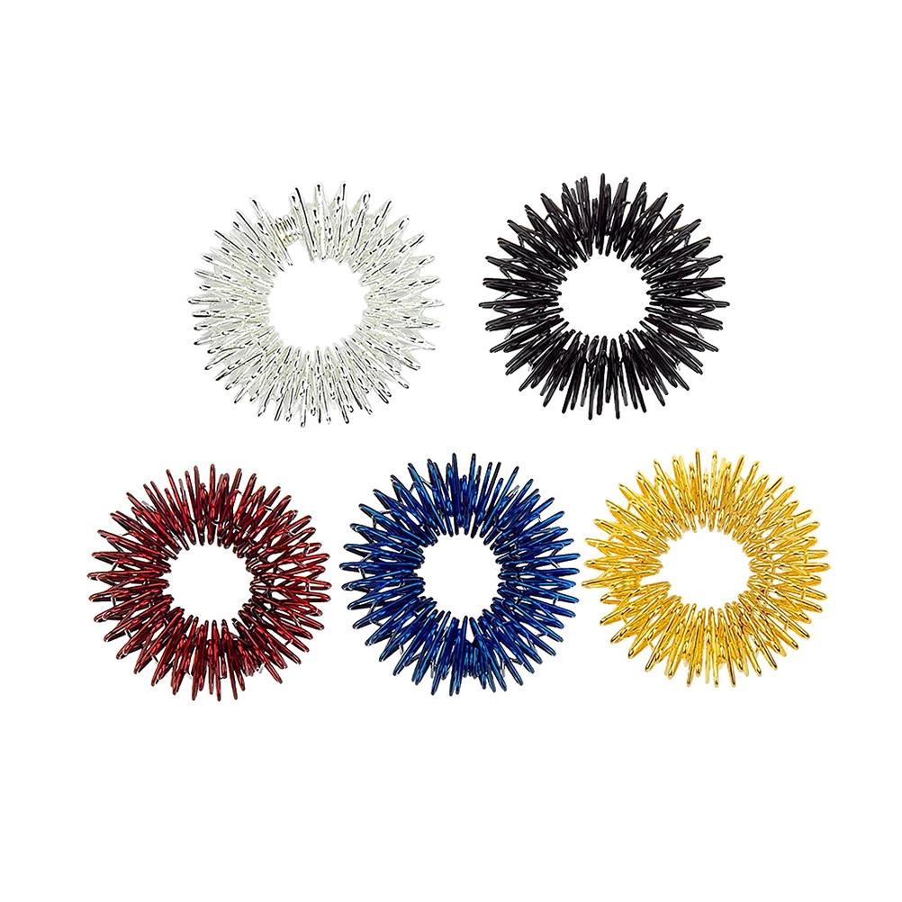 

10Pcs Stainless Steel Acupressure Finger Massage for Energy Concentration Health (Golden Silver Black )