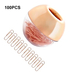 Round Paper Clips Rose Gold Paperclips Dispenser Holder Home Business Office School Tabletop Organizer Document