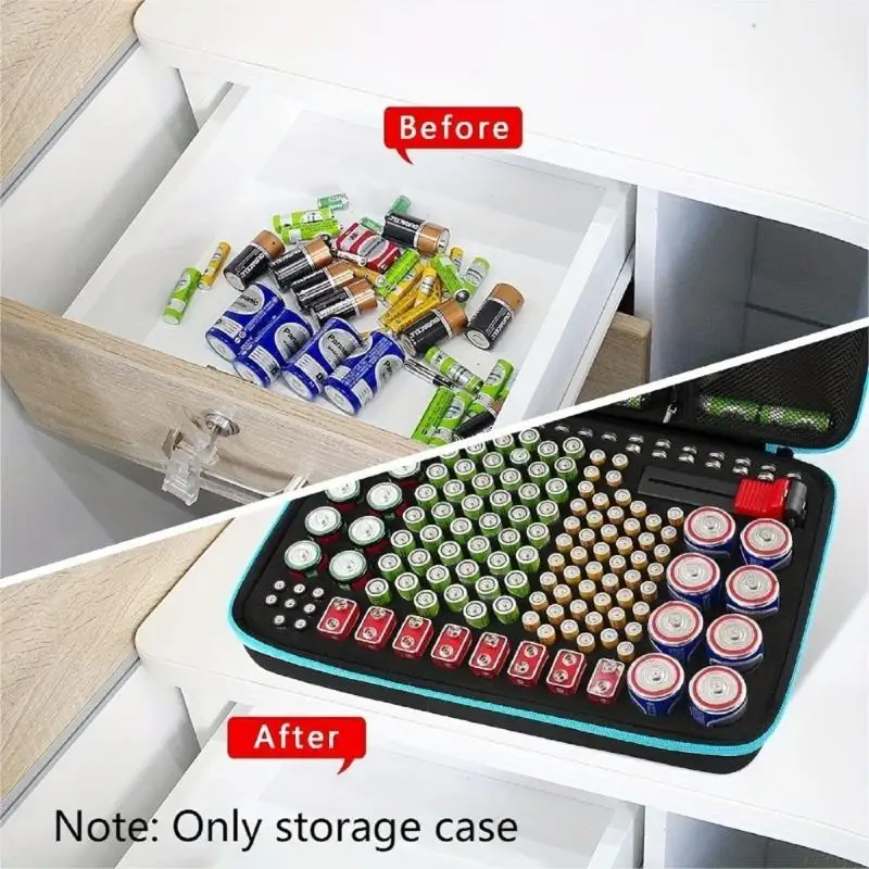 B03F Battery Storage Case with Reinforced Corners and Rigid Heat-Pressed Body for Separating and Carrying 18-24 Batteries