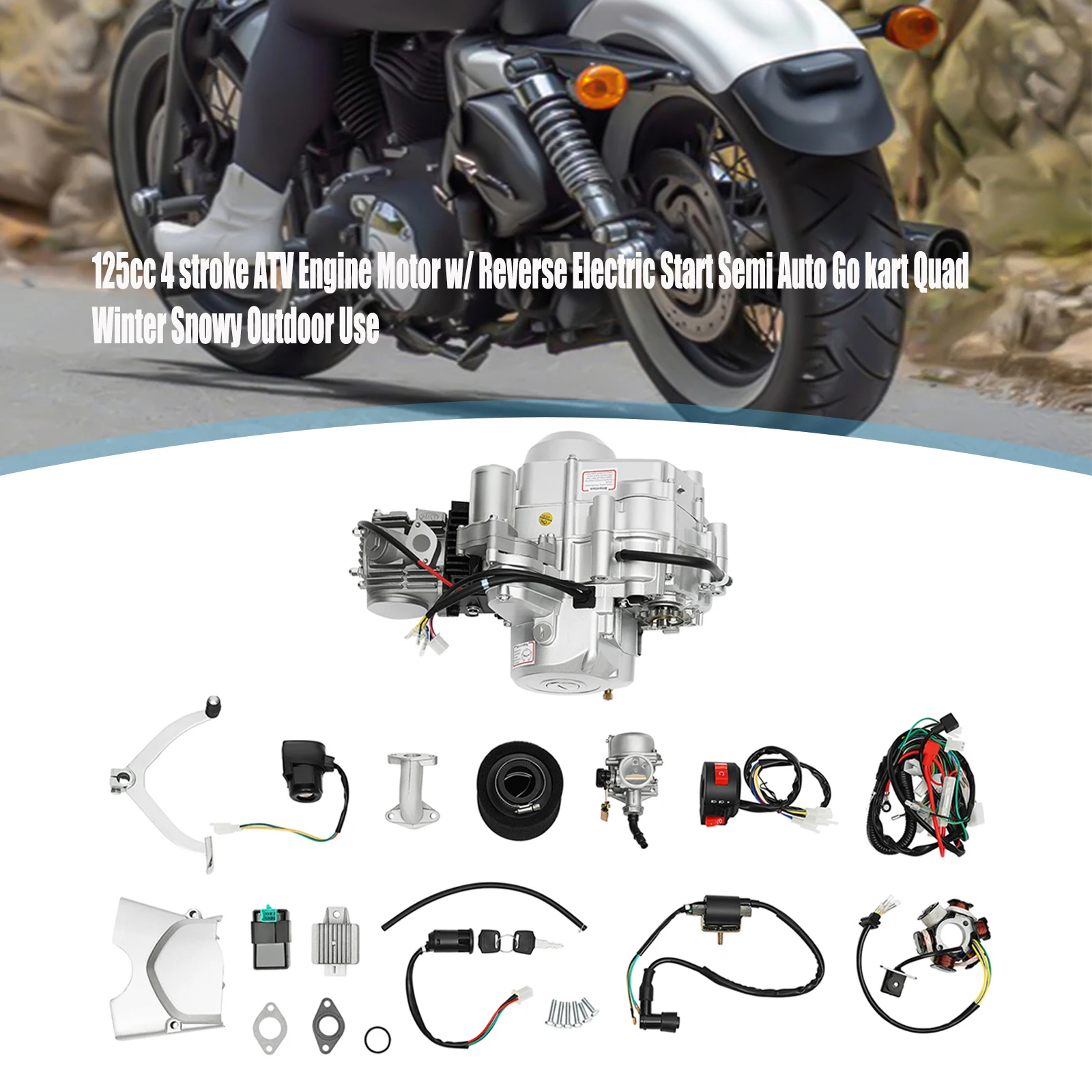 

Winter Snowy Outdoor Use 125cc 4 stroke ATV Engine Motor w/ Reverse Electric Start Semi Auto Go kart Quad