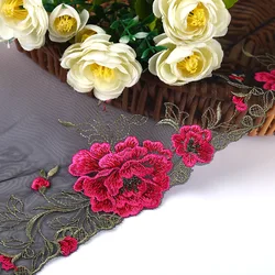 30Yards Peony Floral Embroidered Lace Fabric Mesh Bra Dress Sewing Trimmings Supplies Trim Garment Accessories 20cm Width