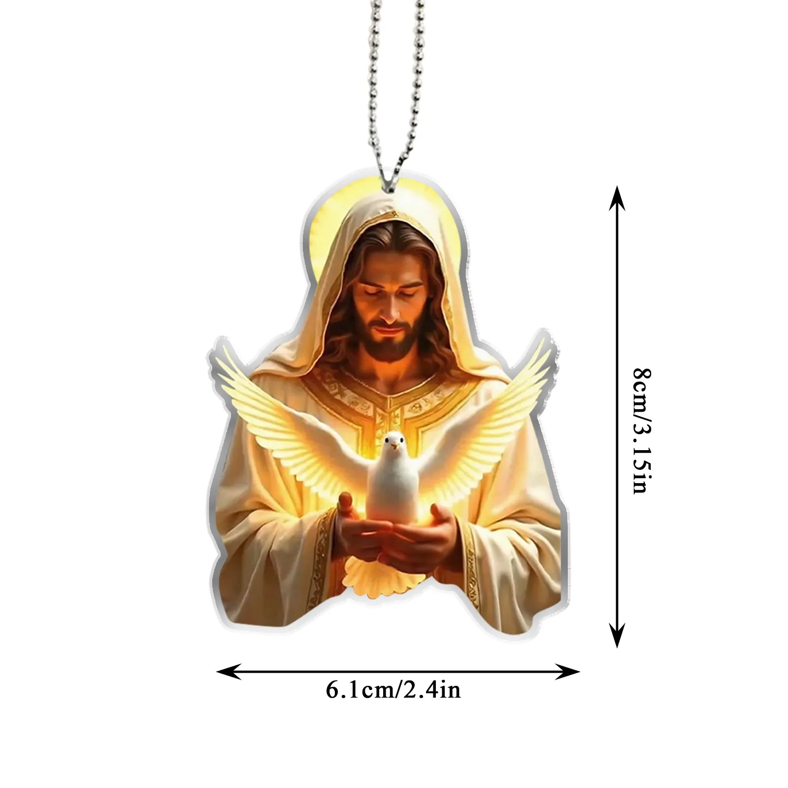 2D Flat Acrylic God's Prayer Pendant Mini Car Backpack Hanging Decoration Keychain Accessory Holiday Gift for Believers