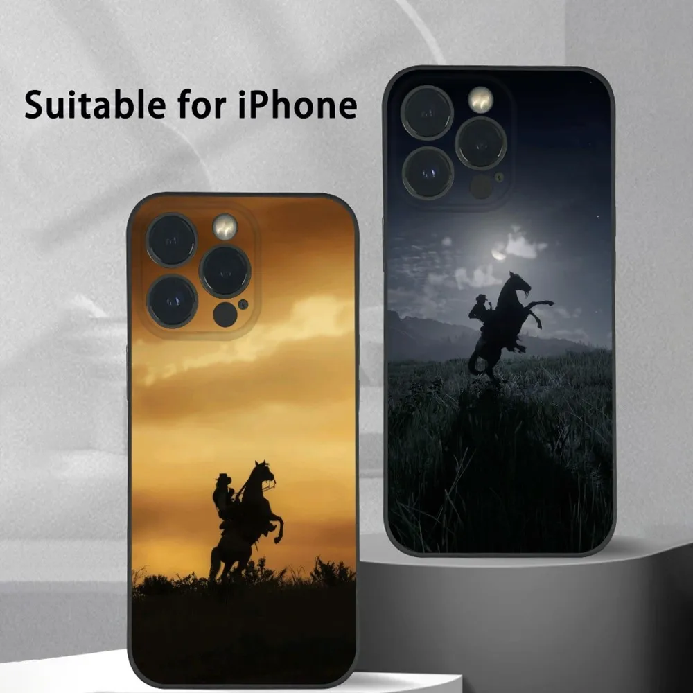 

Luxury wilderness cowboya Phone Case For iPhone 16 15 14 13 12 11 Pro Max Plus Mini Frosted Soft Shell Funda