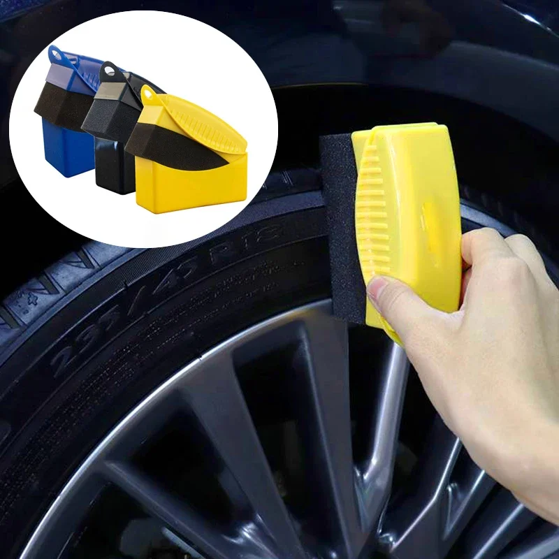 Car Wheel Detailing Brush with Cover - Polishing Waxing Sponge for Hub Tire Contour Cleaning Accessory for Car Wash