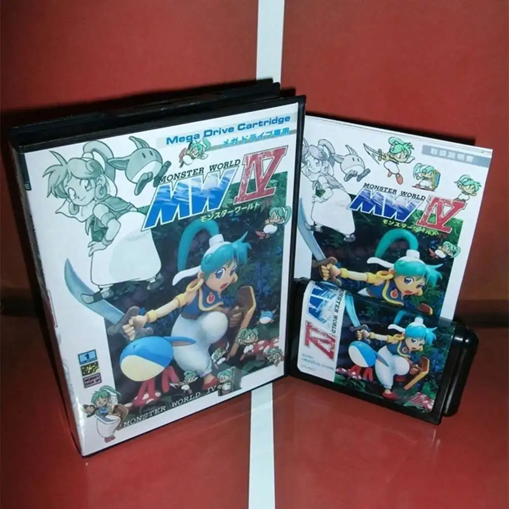 

Monster World IV с коробкой и руководством для 16-битного игрового картриджа Sega MD, Megadrive Genesis System