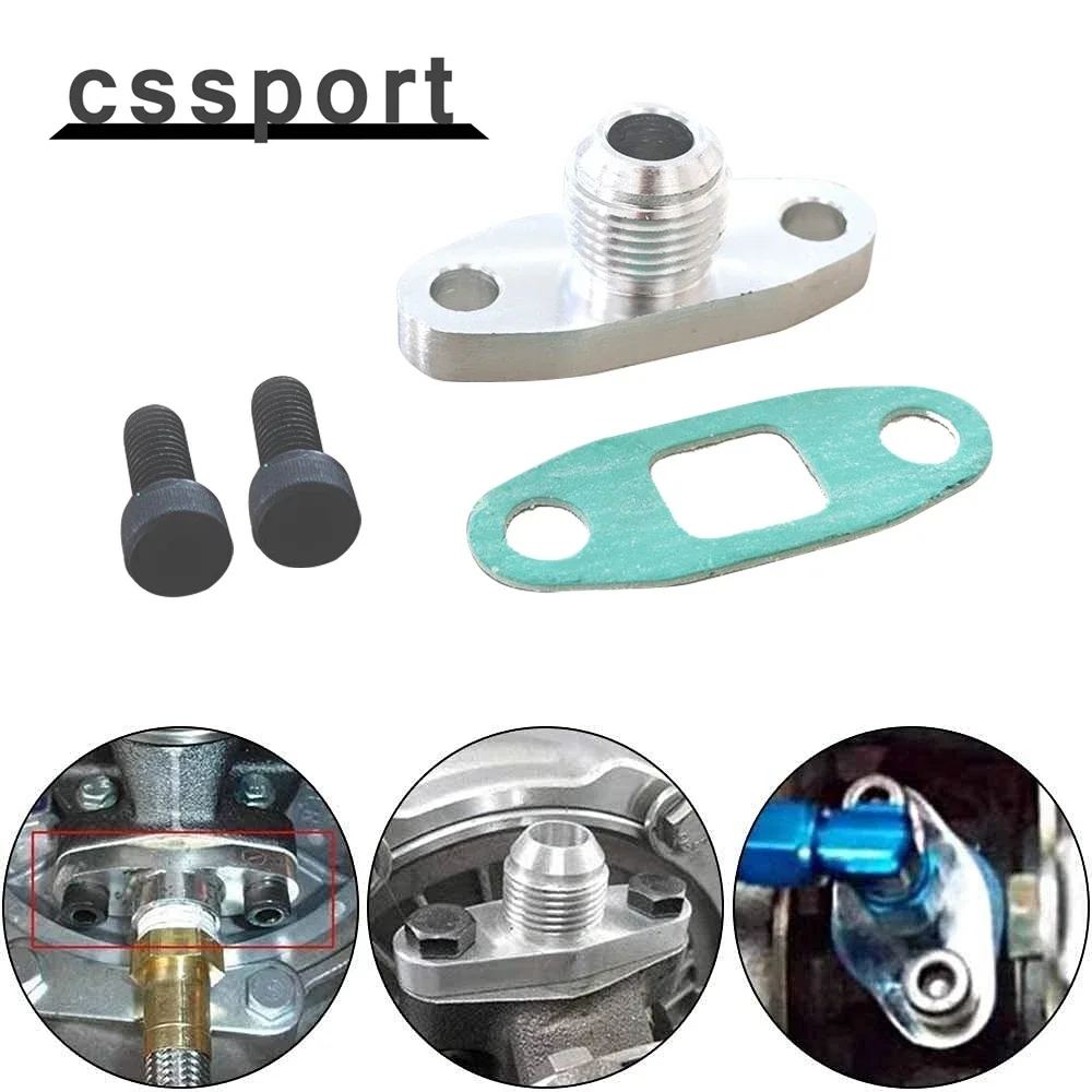 

Turbo Oil Drain Outlet Flange Gasket Adapter Kit Set 10AN Garrett GT28 GT30 GT35 T3 T4 Turbocharger
