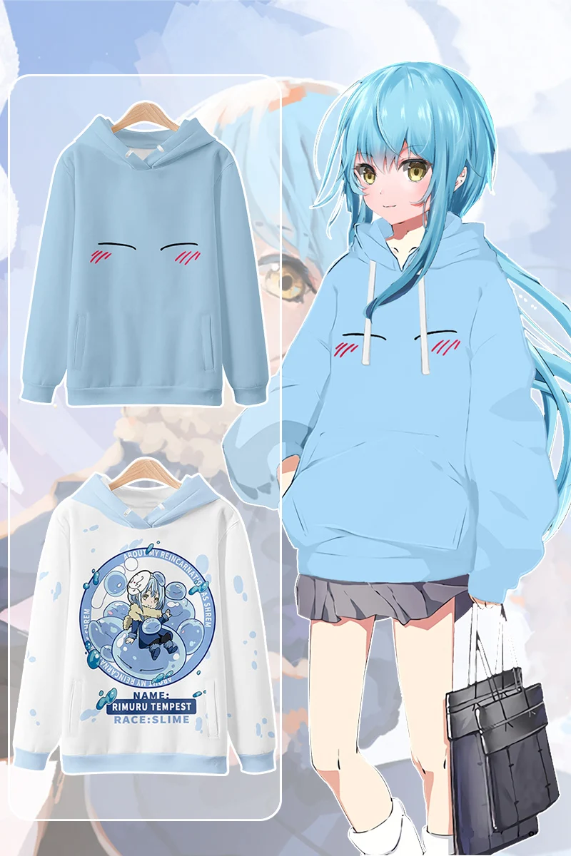 Anime That Time I Got Reincarnated As A Slime Rimuru Tempest Cosplay Costume Unisex 3D Hoodie Zipper Hooded Sweatshirt Outerwear