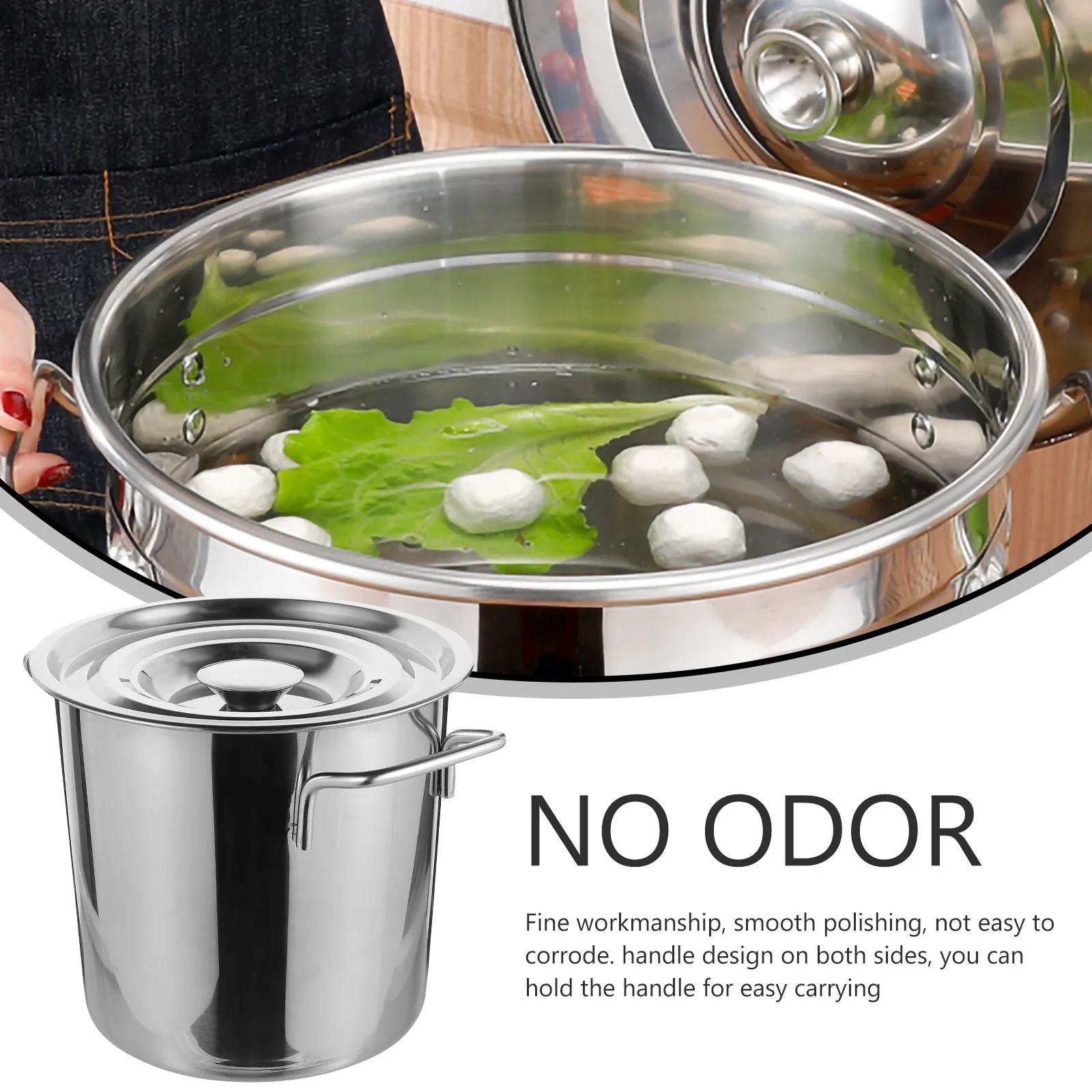 

Stainless Steel Soup Pot 20L Large Capacity Seafood Boil Cooking Bucket Heavy Duty Stew Pot with Lid Kitchen Supplies