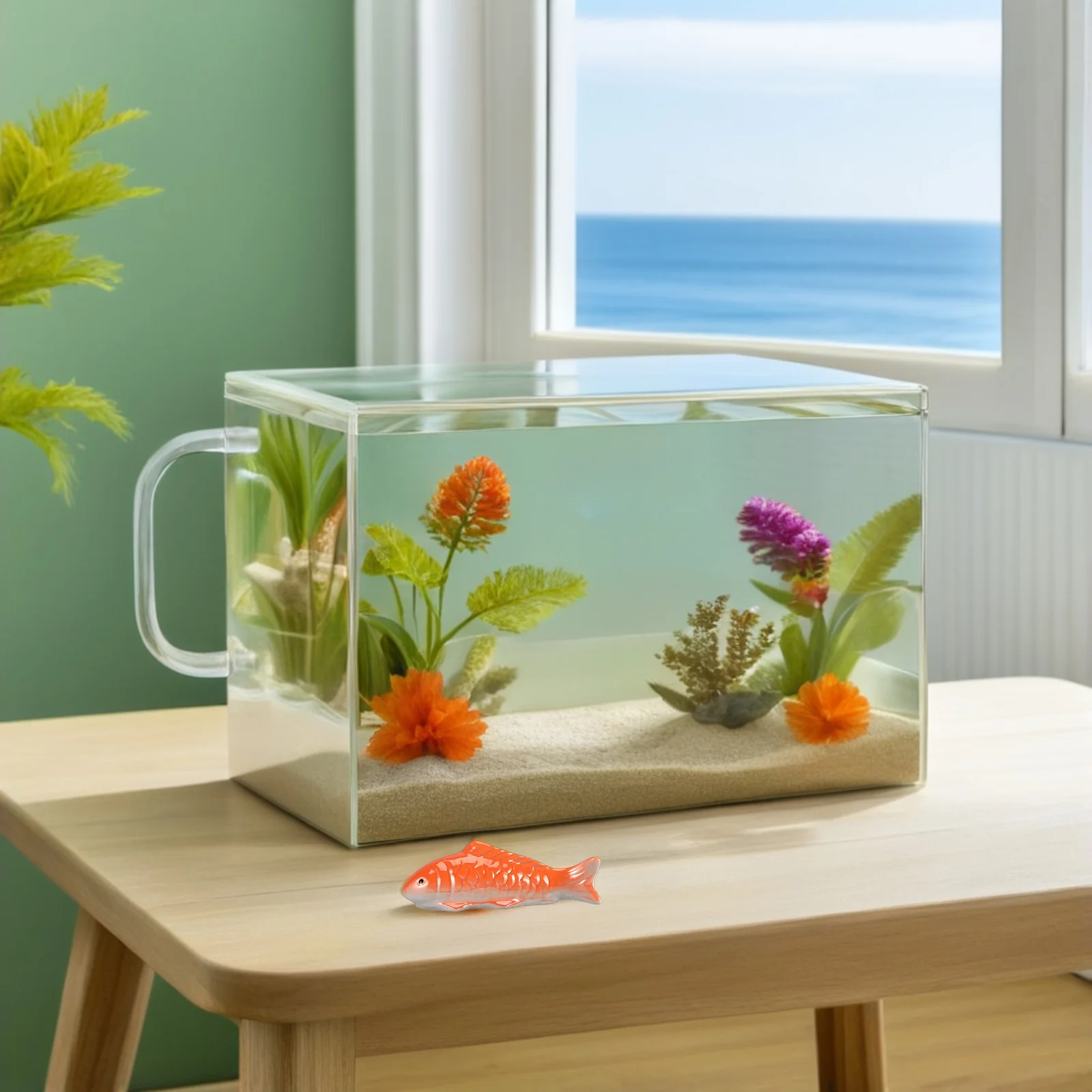 

3Pcs Floating Aquarium Figurines Ceramic Red Fish Red-Spotted Fish Frog on Leaf Meticulously Carved High Craftsmanship