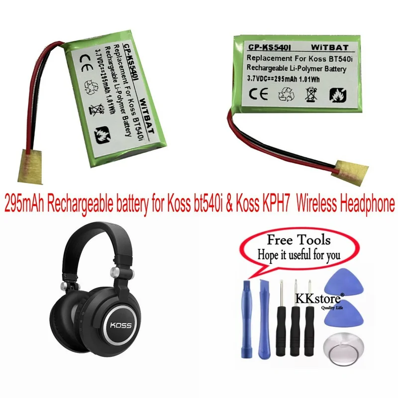 295mAh Rechargeable Battery for Koss bt540i & Koss KPH7 Wireless Headphone