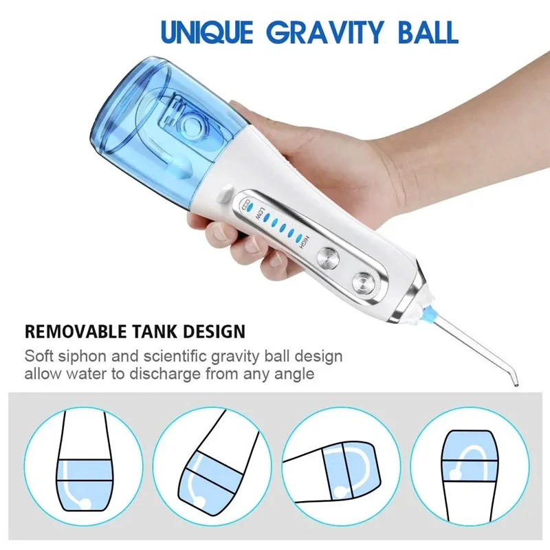 ABUU-5 Mode Water  Flosser USB Rechargeable Oral Irrigator Portable 300Ml Jet Irrigator  Cleaner Floss