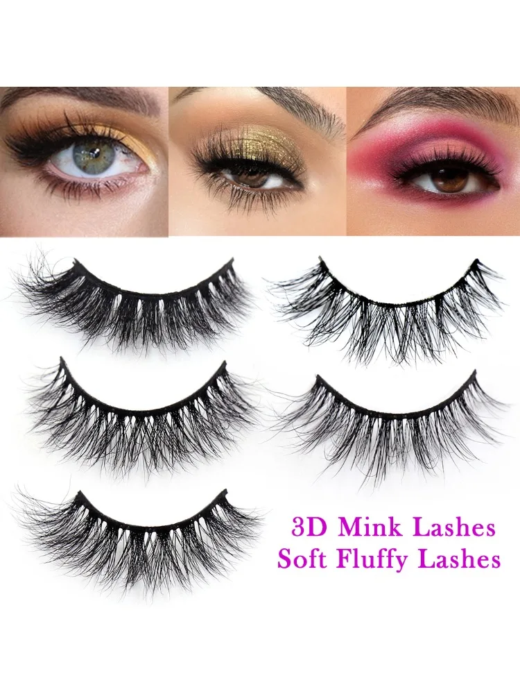 Cils en vison LEHUAMAO 100% sans cruauté, doux, 3D, en bande complète, cils en vison naturels pour un usage quotidien, maquillage A03