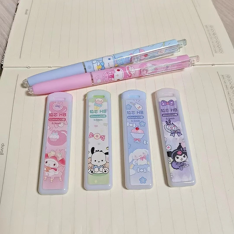 4-24pcs Sanrio Mechanical Pencil Stationery Set Melody Kuromi Cinnamoroll Automatic Pencil School Supplies Stationery Wholesale