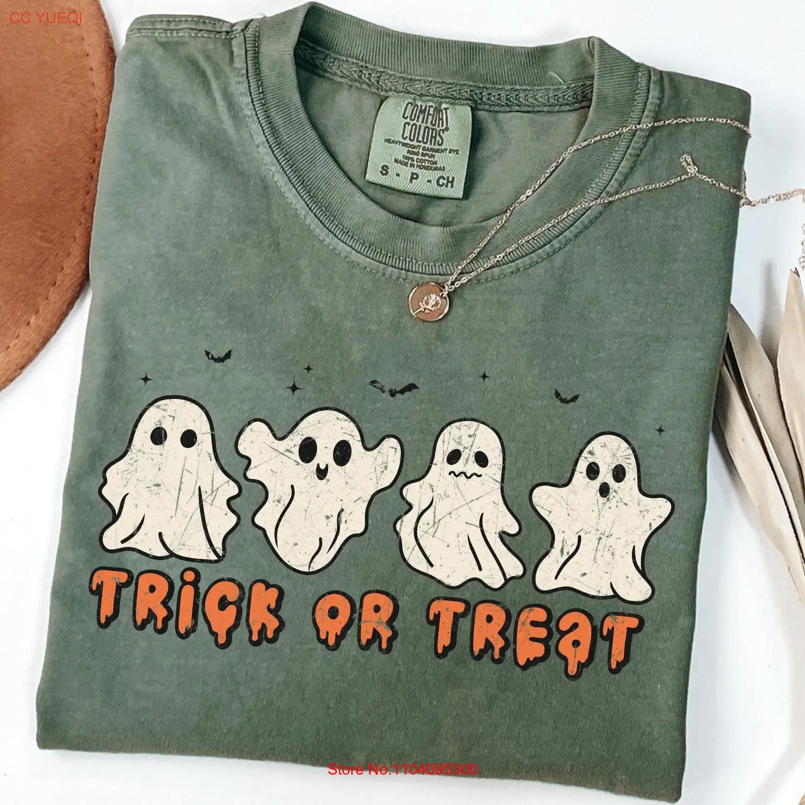 Comfort Colors Halloween Trick or TreaT T Shirt Cute Ghosts Party Fall Spooky Season long or short sleeves